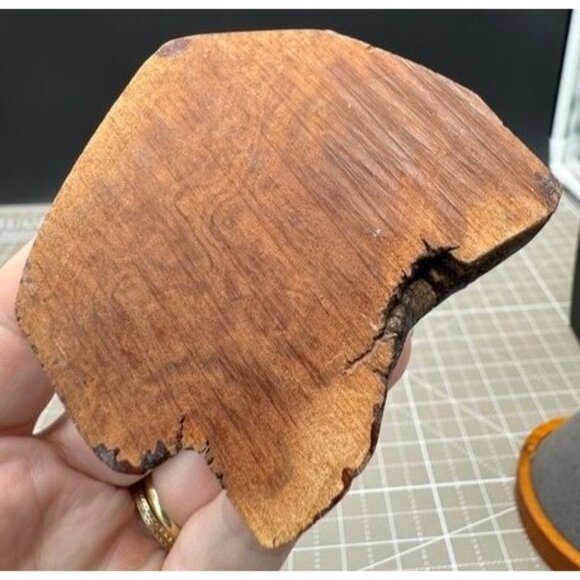 Vintage Pewter Horned Owl Figurine On Natural Wood Base - Picture 3 of 4